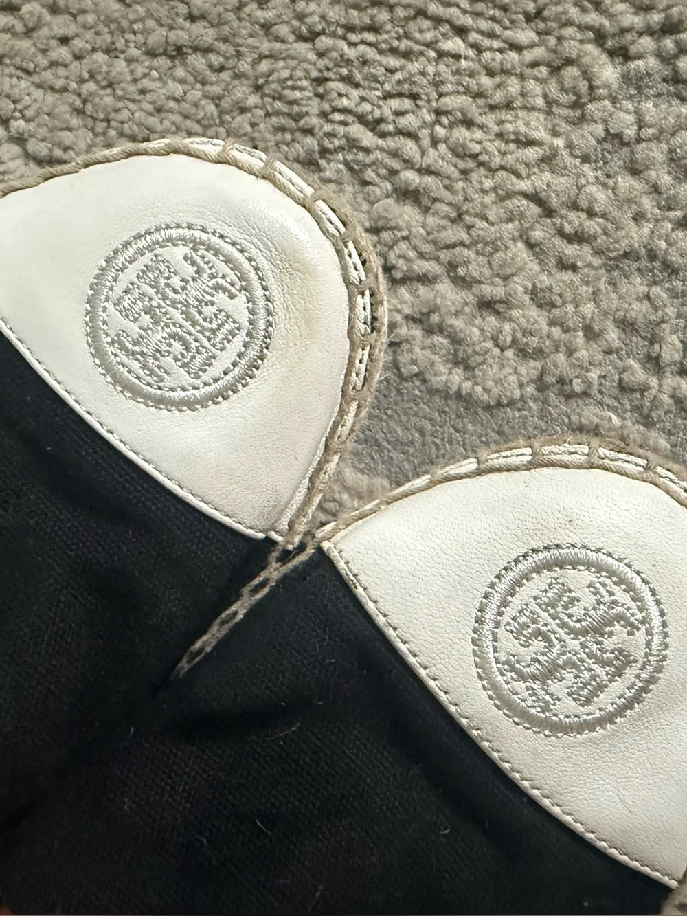 Tory Burch Color Block Canvas Espadrilles slip on white leather tie caps 9